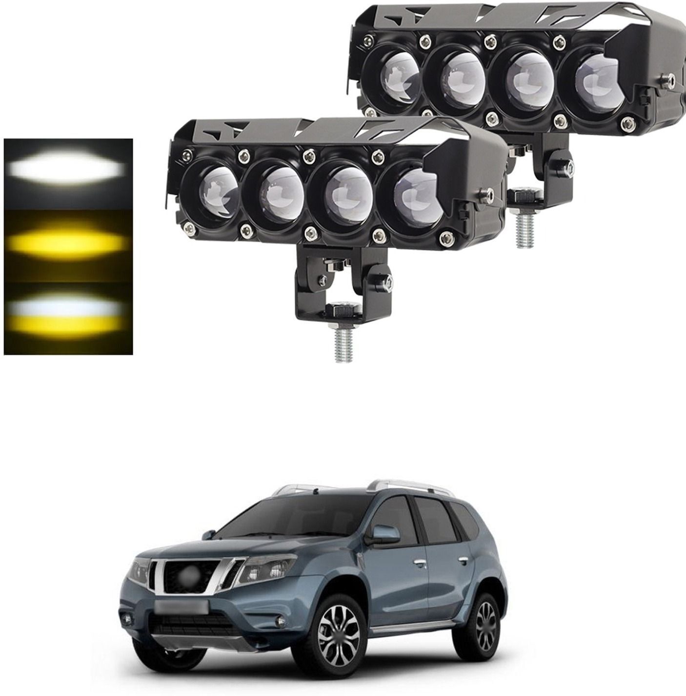 Universal 5 inch LED Driving Fog Lights 120W White and Amber LED Projector sg150 Car Fancy Lights-image-31