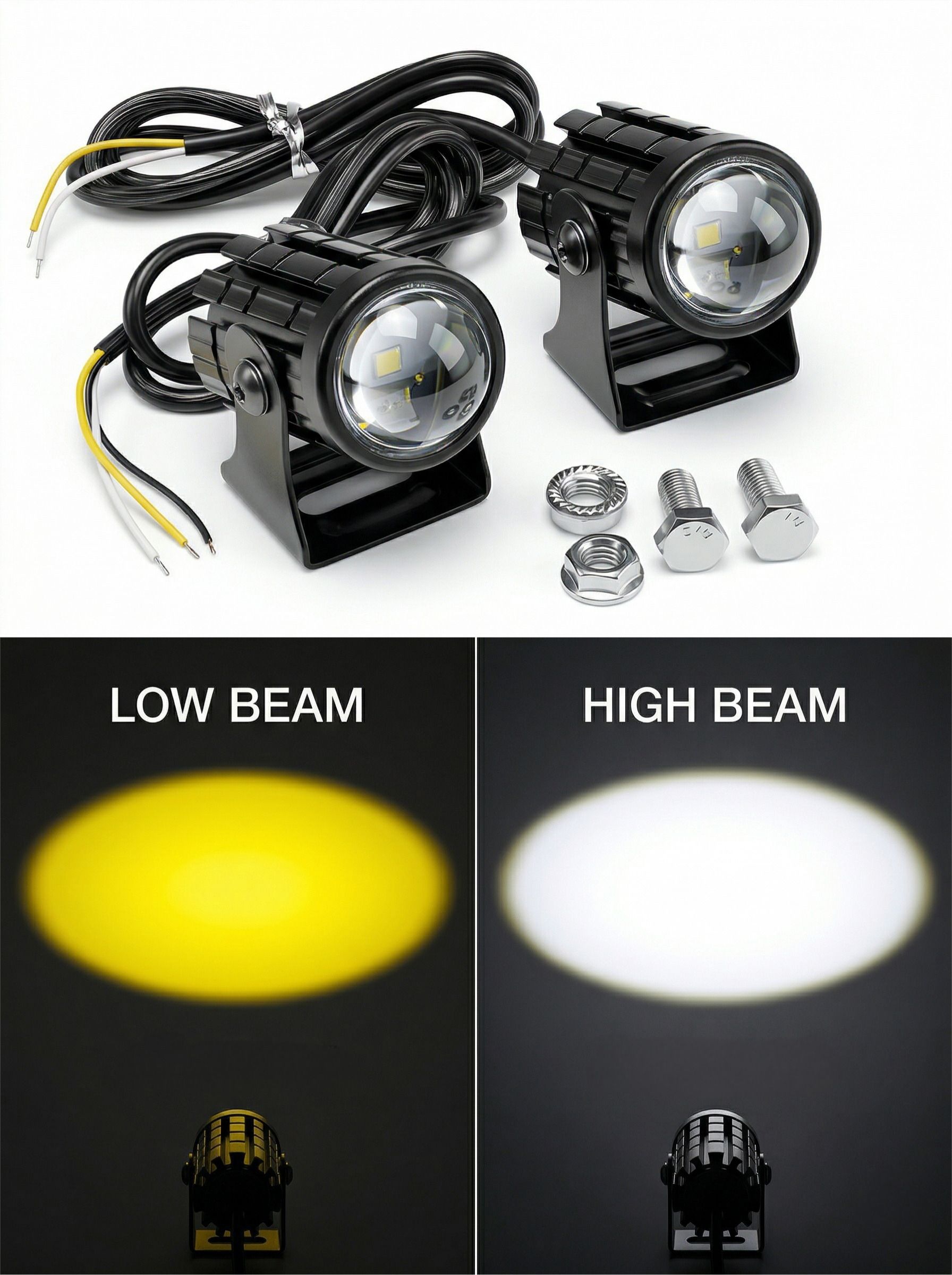 Universal Fit Fog Light Yellow & White Fog Lamp Motorbike LED for KTM, Yamaha, Bajaj, Hero, Honda, TVS (12 V, 10 W)-image-13