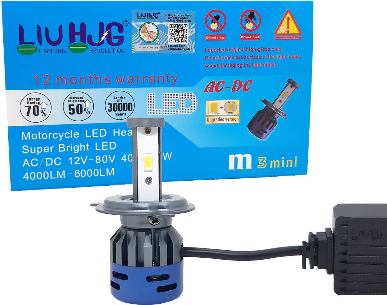 White LED AC/DC H4 Fitting Headlight Bulb Headlight Car, Motorbike LED (12 V, 60 W)-image-35
