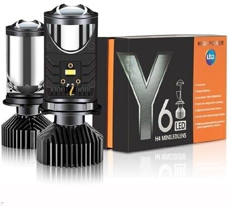 Y6 Projector Lens H4 White LED High/Low Beam_HJ304 Indicator Light Car LED (12 V, 55 W)-image-2