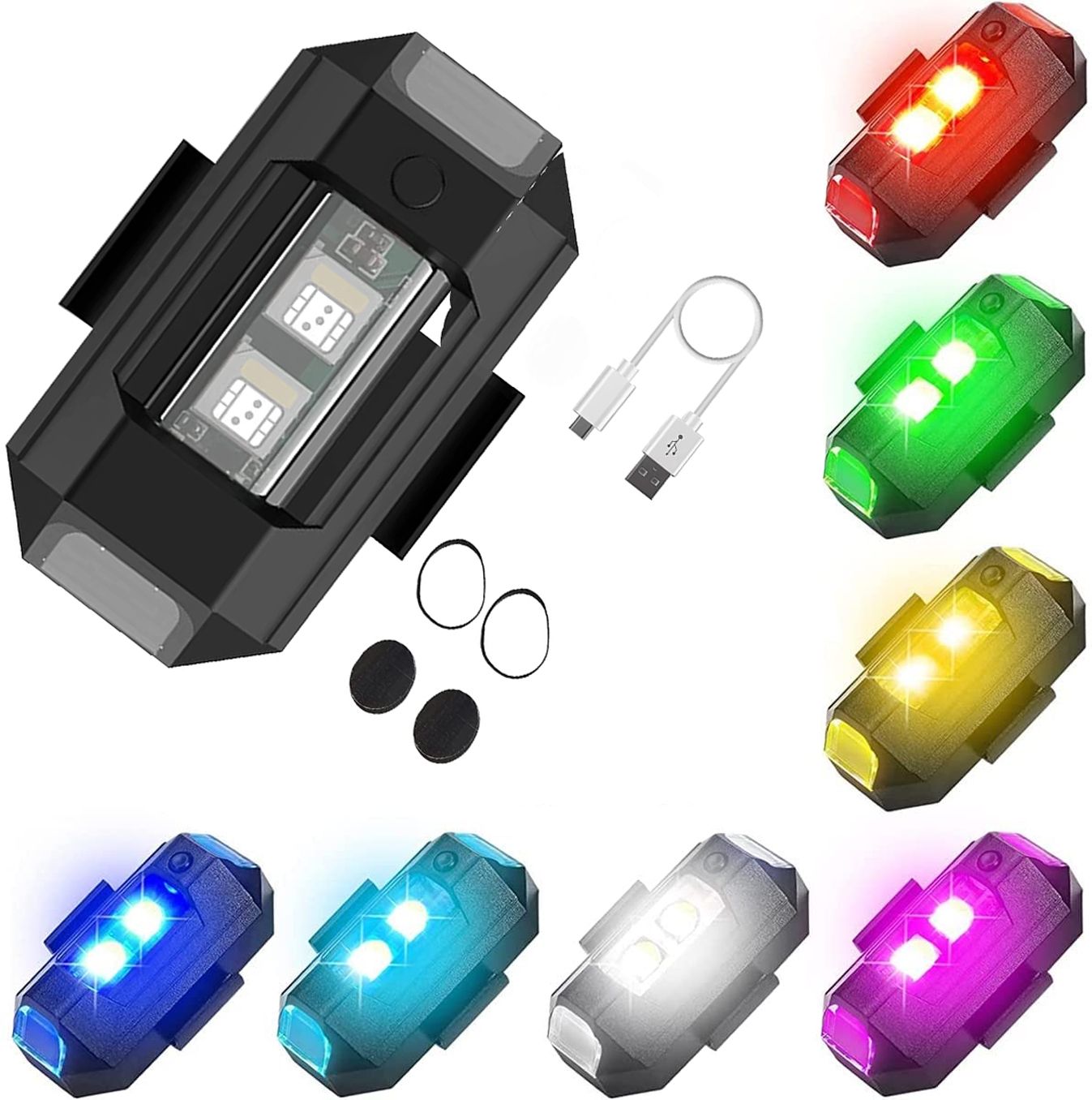 Rechargeable, Multi Color & Multi Modes Small Led With USB Cable for Multi Use LED Front Light