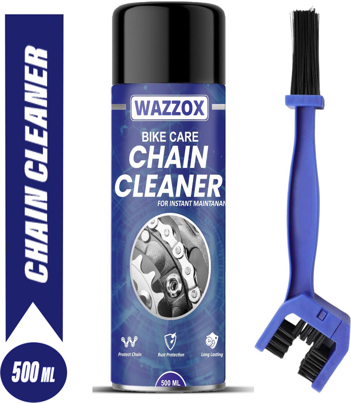 wazzox Premium Bike Chain Cleaner / Degreaser Spray With Brush For Motorbike & Bicycle Chain Cleaner | Shines & Protects Chain Oil-picture-33
