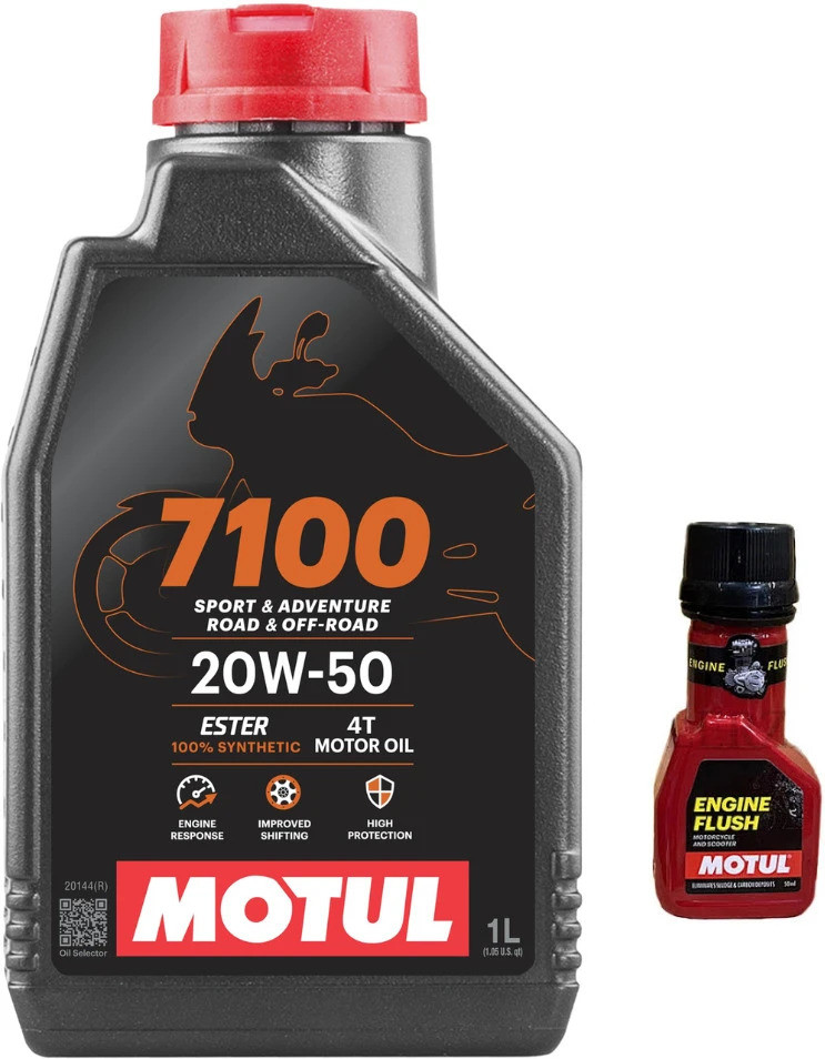 motul 7100 4T 20W-50(1litre) +Engine flush(50ml) COMBO Full-Synthetic Engine Oil image 1