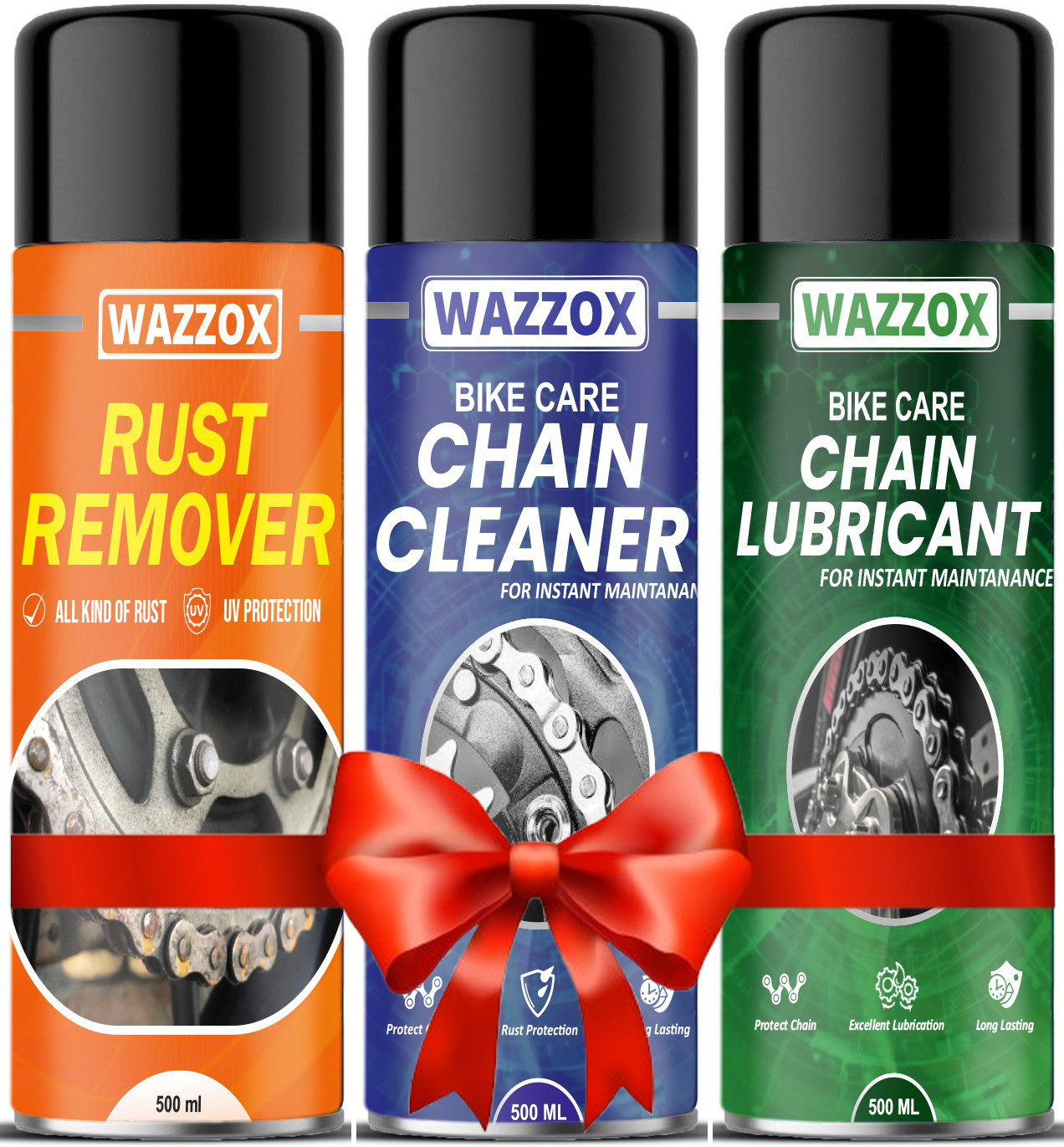 wazzox New Combo Chain Cleaner, Chain Lubricant, Rust Remover Advanced Formula Rust protection Prevent Chain Breakage Chain Oil image 1