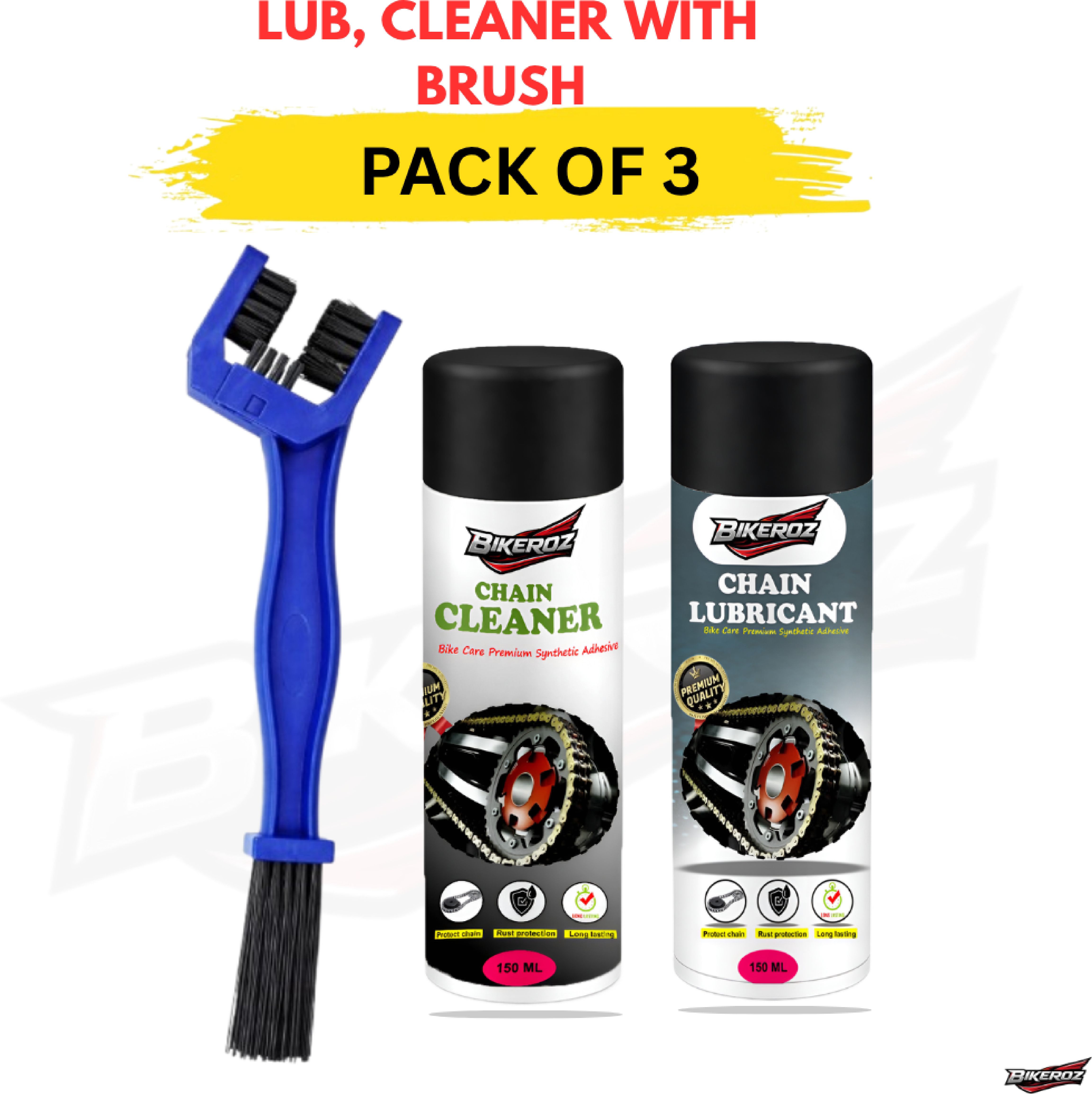 bikeroz Premium Bike Chain Lubricant & Chain Cleaner Spray With Cleaning Brush LZ1N Chain Cleaner, Lube, Brush (150X2 ML) Chain Oil-picture-32