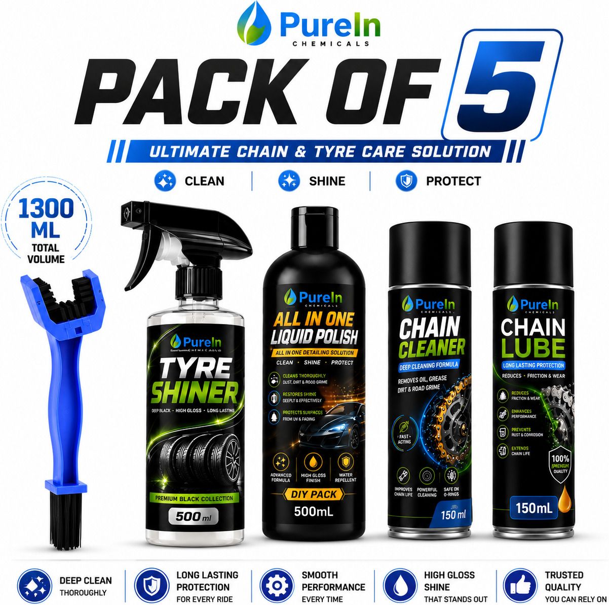 Complete Auto Care Package Chain Cleaning Lubrication Tire Shine Essentials Chain Oil-image-36