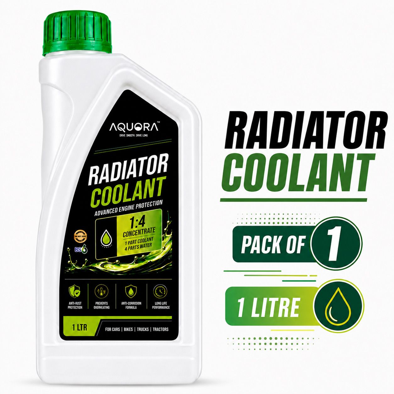 aquora Premium Engine Coolant Fluid Anti Rust & Anti Corrosion Protection Coolant Green-picture-12
