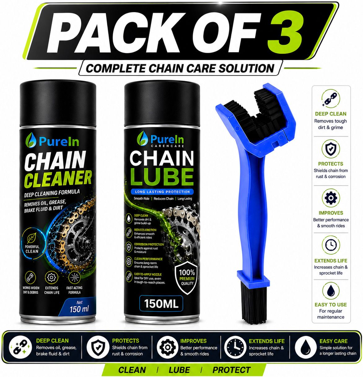 All Purpose Chain Cleaning Lubrication Kit Durable Protection Brush Solution Professional Motorcycle Chain Cleaning Lubrication Brush Performance Care Bundle Chain Oil-image-31