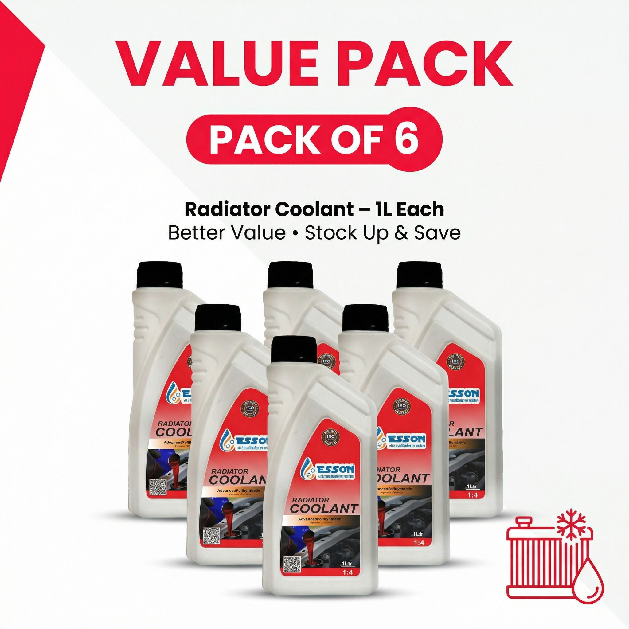 COOLANT RED 1 LTR PACK OF 6 Car Care Concentrate (1L x 6) Coolant-image-33