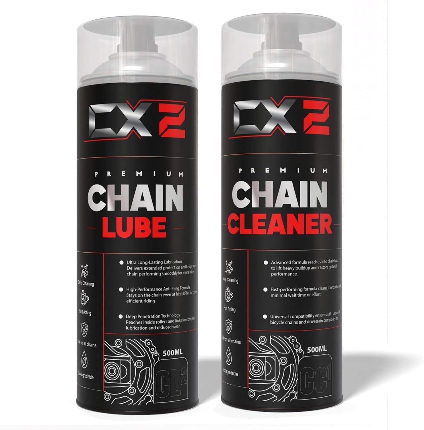 Bike Chain Cleaner CC1, Chain Lubricant CL2 Spray Combo 400ml Each | Anti-Rust, Chain Care Kit for Motorcycles and Bicycle, Smooth Ride Formula Bike Accessories Chain Oil-image-4