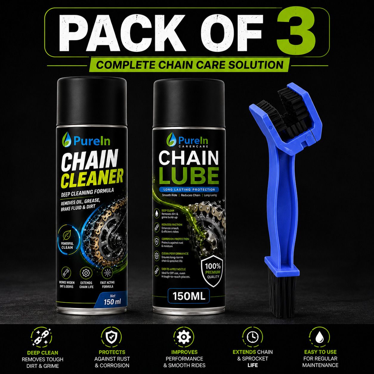 Complete Chain Care Kit Deep Cleaning Lubrication Superior Performance Professional Motorcycle Chain Cleaning Lubrication Brush Performance Care Bundle Chain Oil-image-29