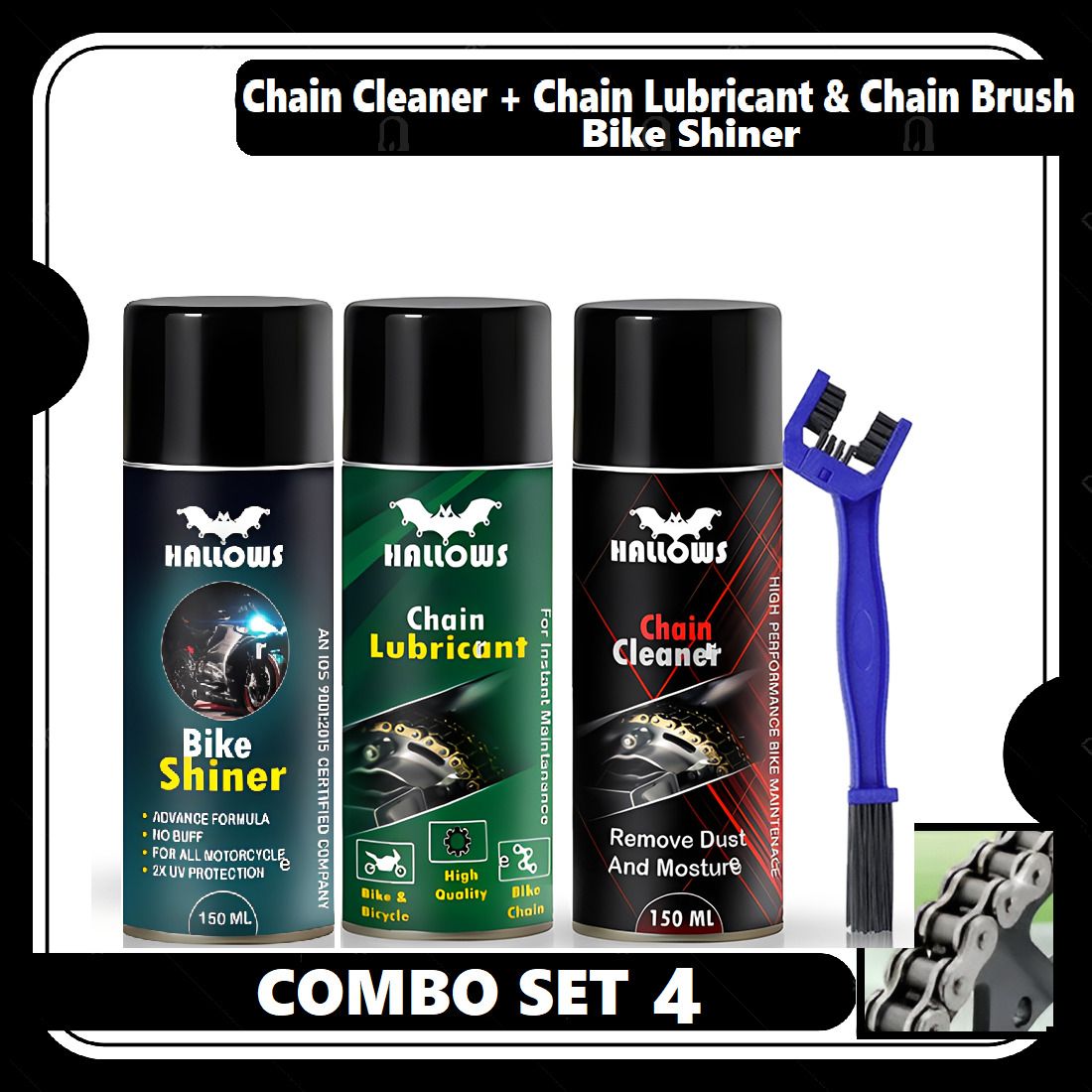 Cleaner + Lubricant + Chain brush Shiner Spray for Motorbike_103 With Cleaning Brush For Motorcycle And Bicycle Chain Oil-image-17