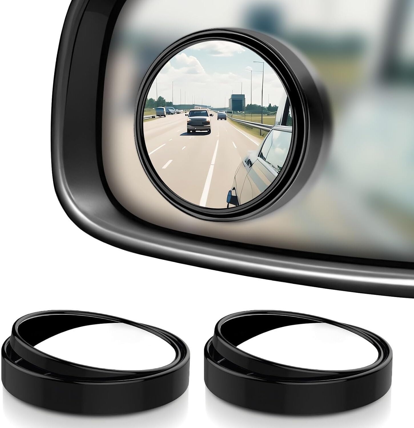 Blind Spot Mirror (Round, 360° Rotatable, Pack of 2) Glass Car Mirror Cover-image-35