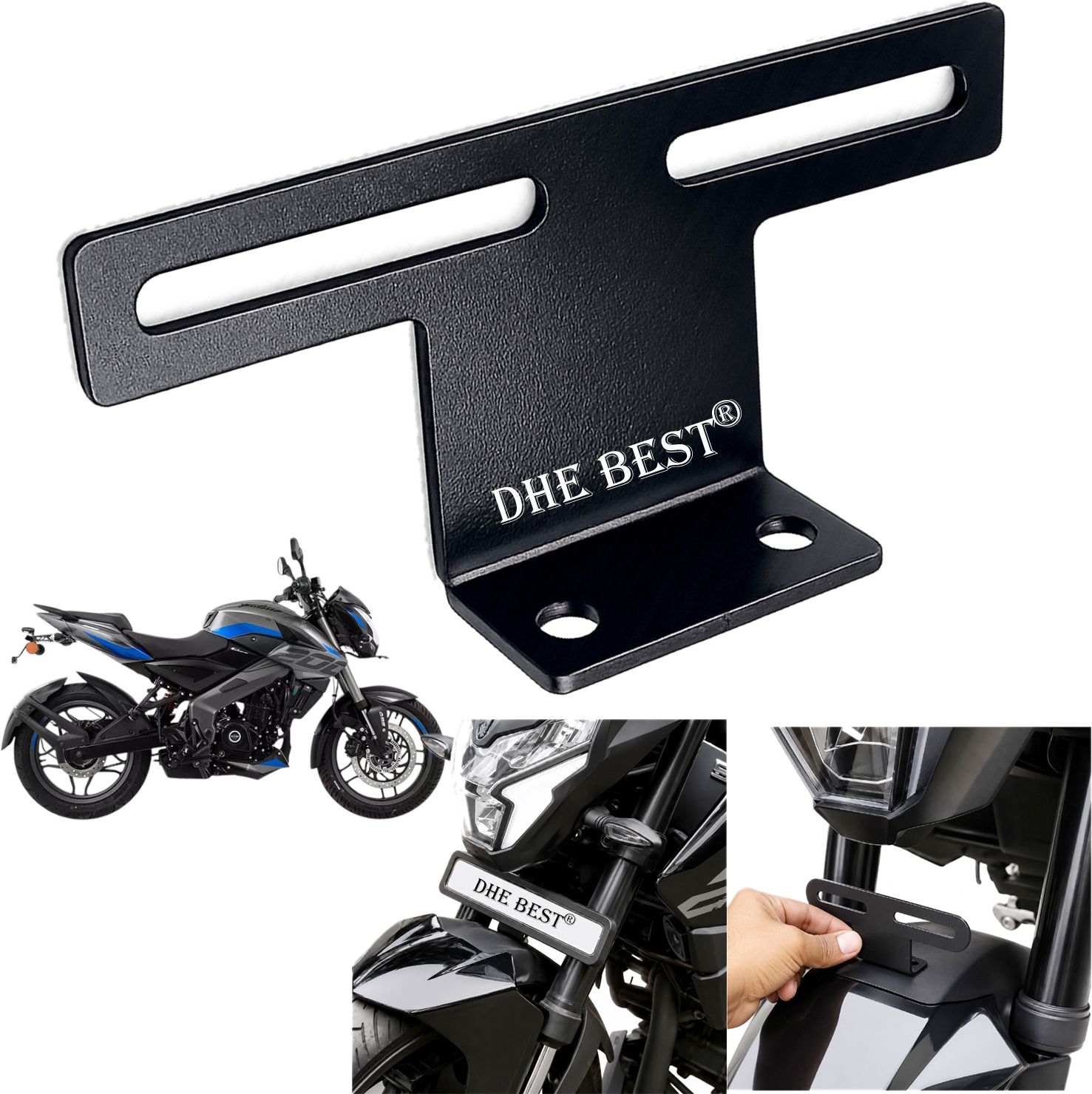 dhe best Universal Bike Front Number Plate Support V7 for NS 200 Bike Number Plate-picture-32