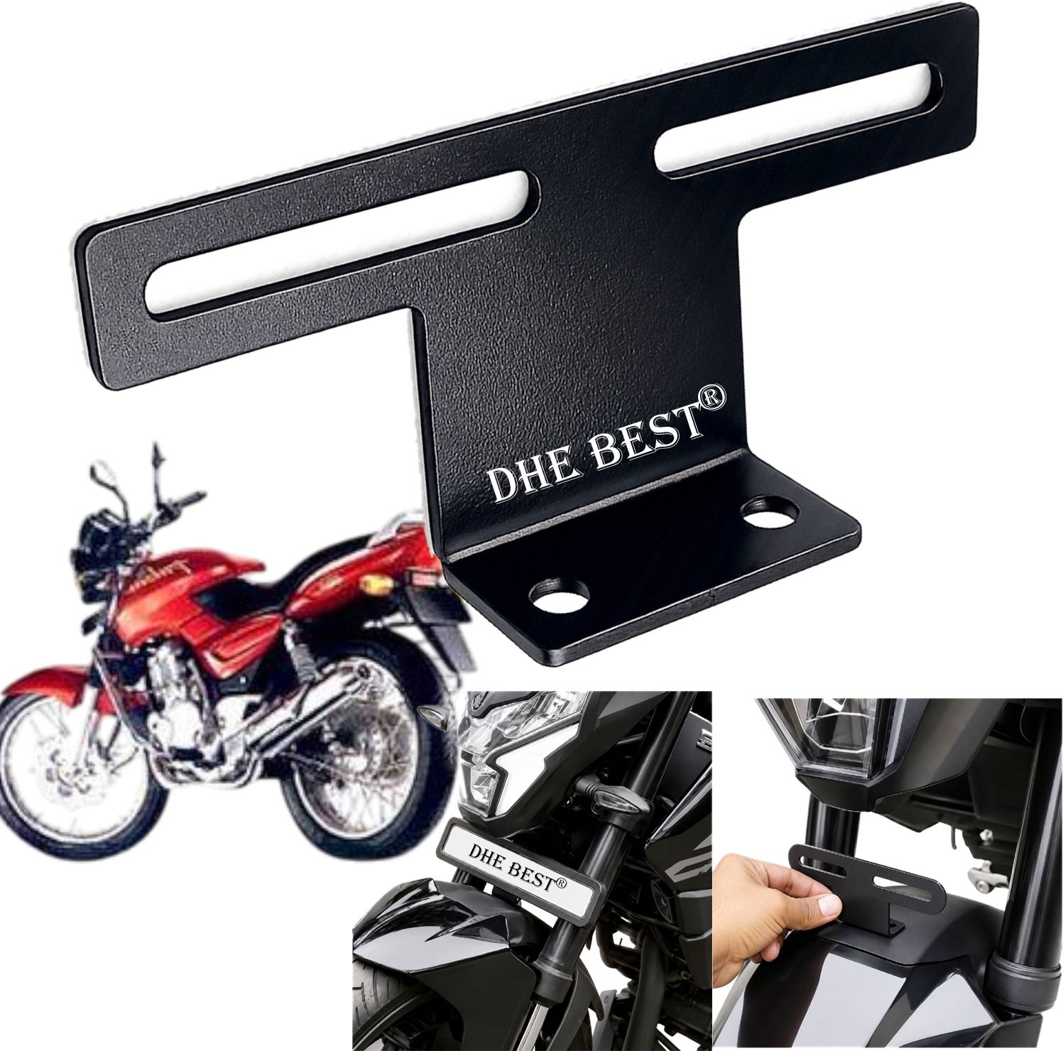 dhe best Universal Bike Front Fender Plate Holder V1 for PULSAR 180 DTSI OLD Bike Number Plate-picture-12