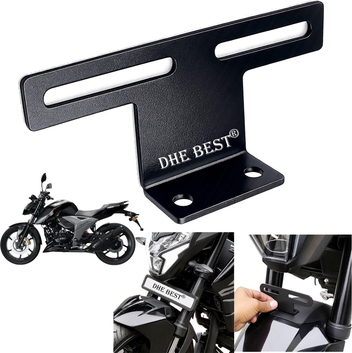 dhe best Universal Bike Front Plate Mount High Strength for Apache 160 4V Bike Number Plate-picture-23
