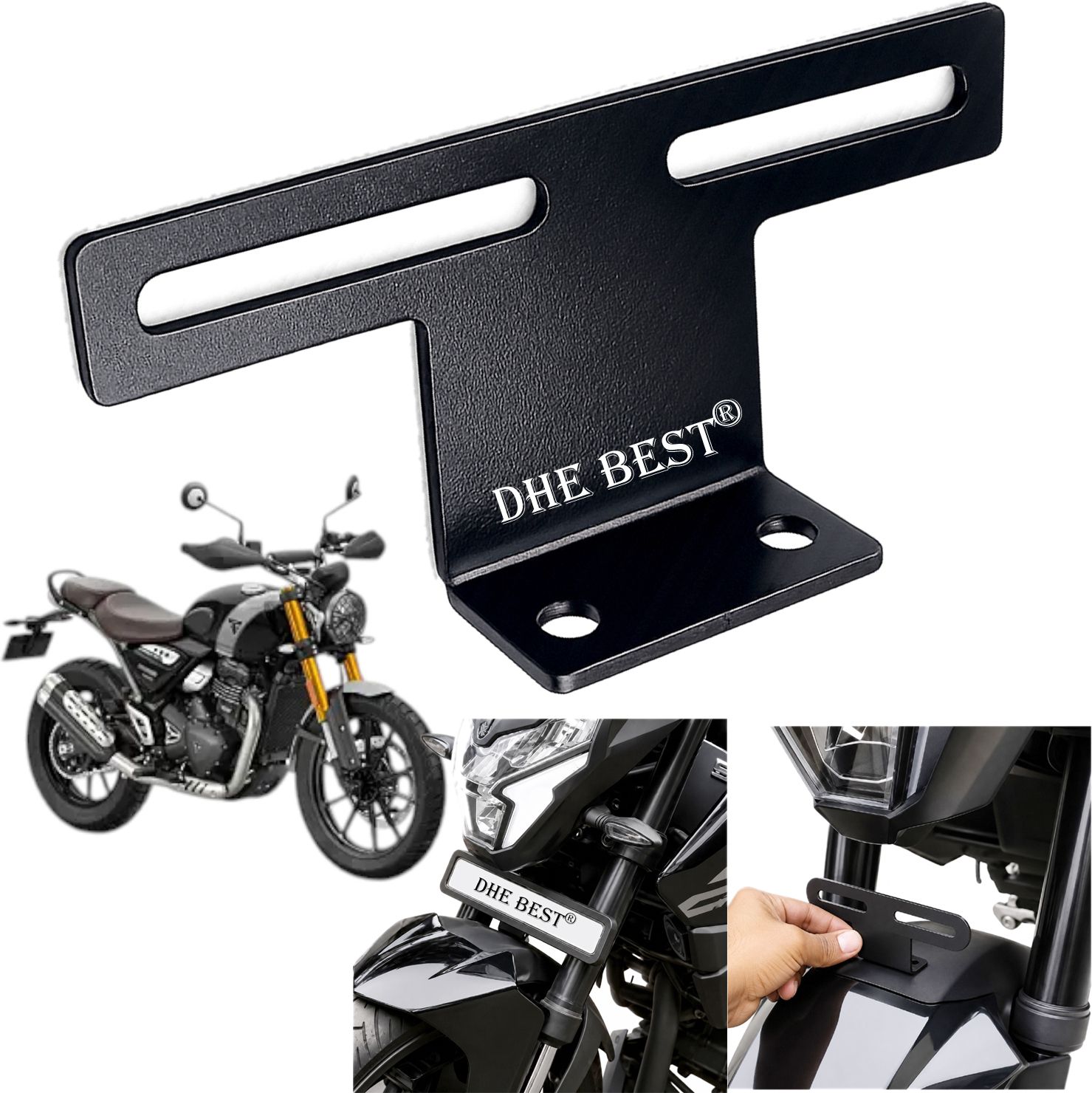 dhe best Universal Bike Front Plate Support Rust Resistant for Scrambler 400 X Bike Number Plate-picture-35