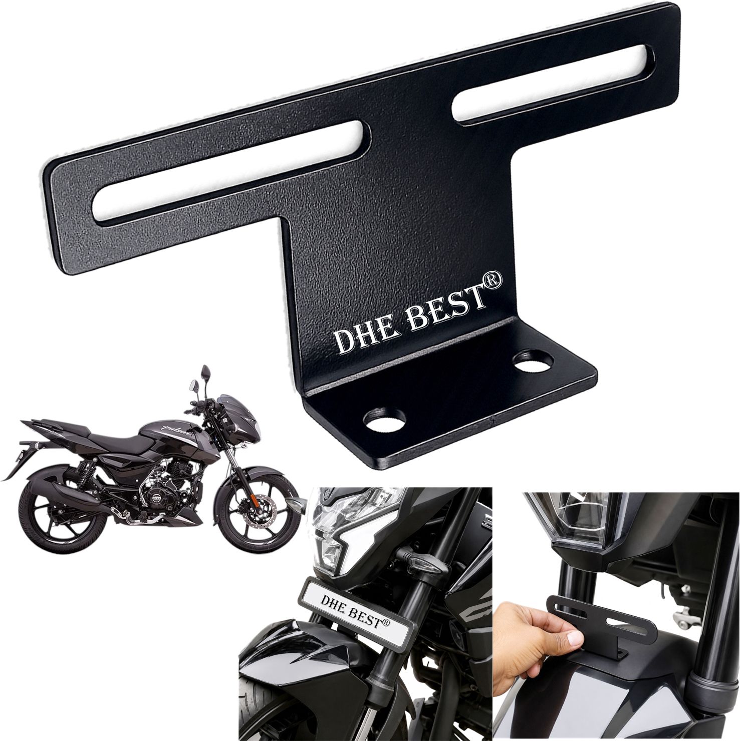 dhe best Universal Bike Front License Plate Holder V6 for PULSAR 125 Bike Number Plate-picture-30