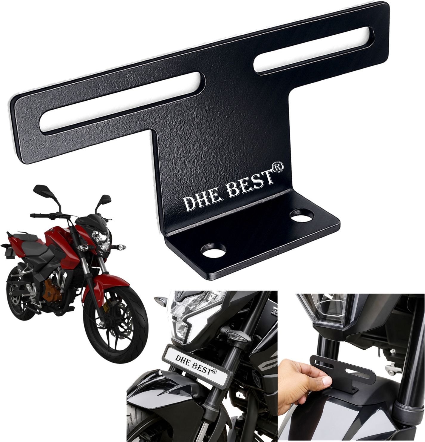 dhe best Universal Bike Front Mudguard Plate Support Strong for PULSAR 200 Bike Number Plate-picture-3