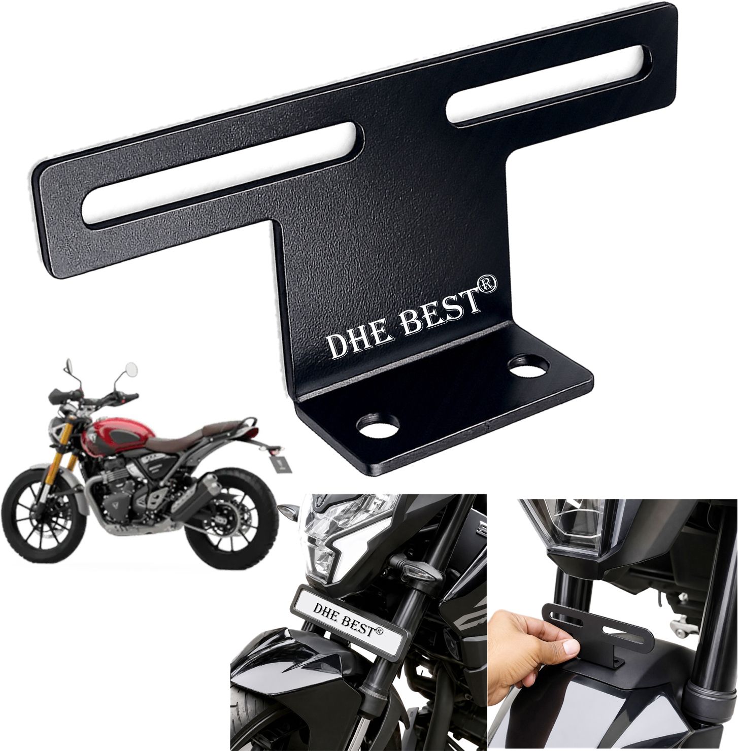 dhe best Universal Bike Front License Plate Mount Durable for Scrambler 400 X Bike Number Plate-picture-46