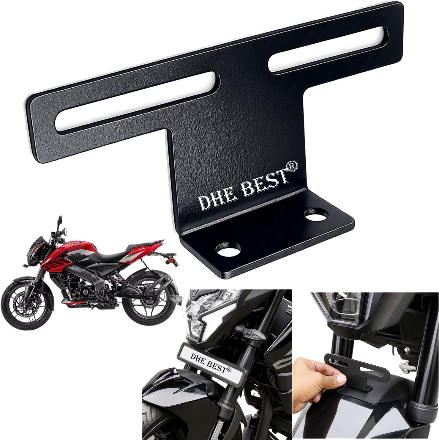 dhe best Universal Bike Front License Plate Mount V8 for NS 160 Bike Number Plate-picture-25
