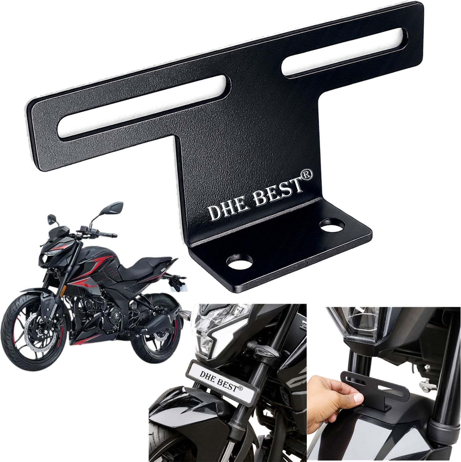 dhe best Universal Bike Front Plate Carrier Steel for Pulsar N250 Bike Number Plate-picture-49