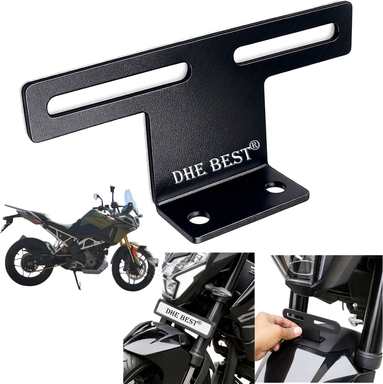 dhe best Universal Bike Front Registration Plate Holder V12 for Apache RTX 300 Bike Number Plate-picture-38