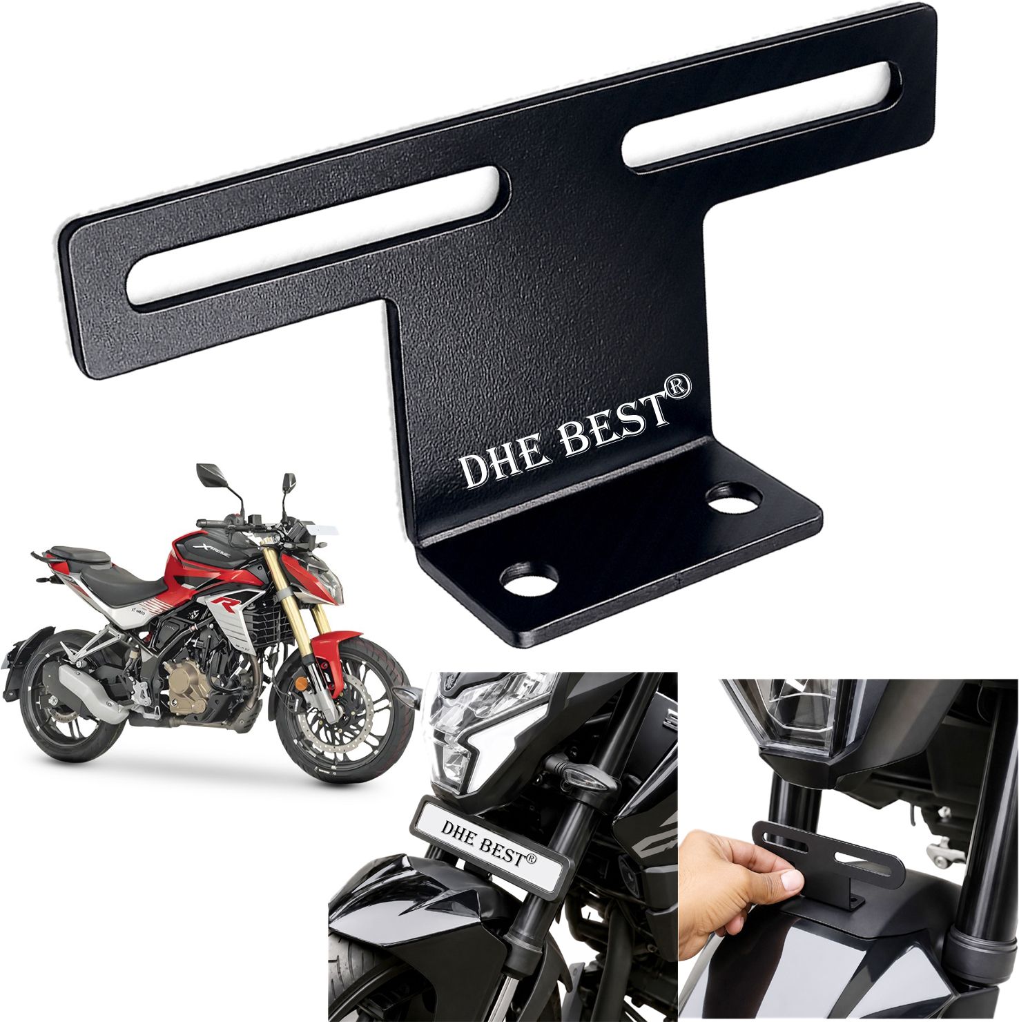 dhe best Universal Bike Front Mudguard Plate Holder Black for XTREME 250R Bike Number Plate-picture-42