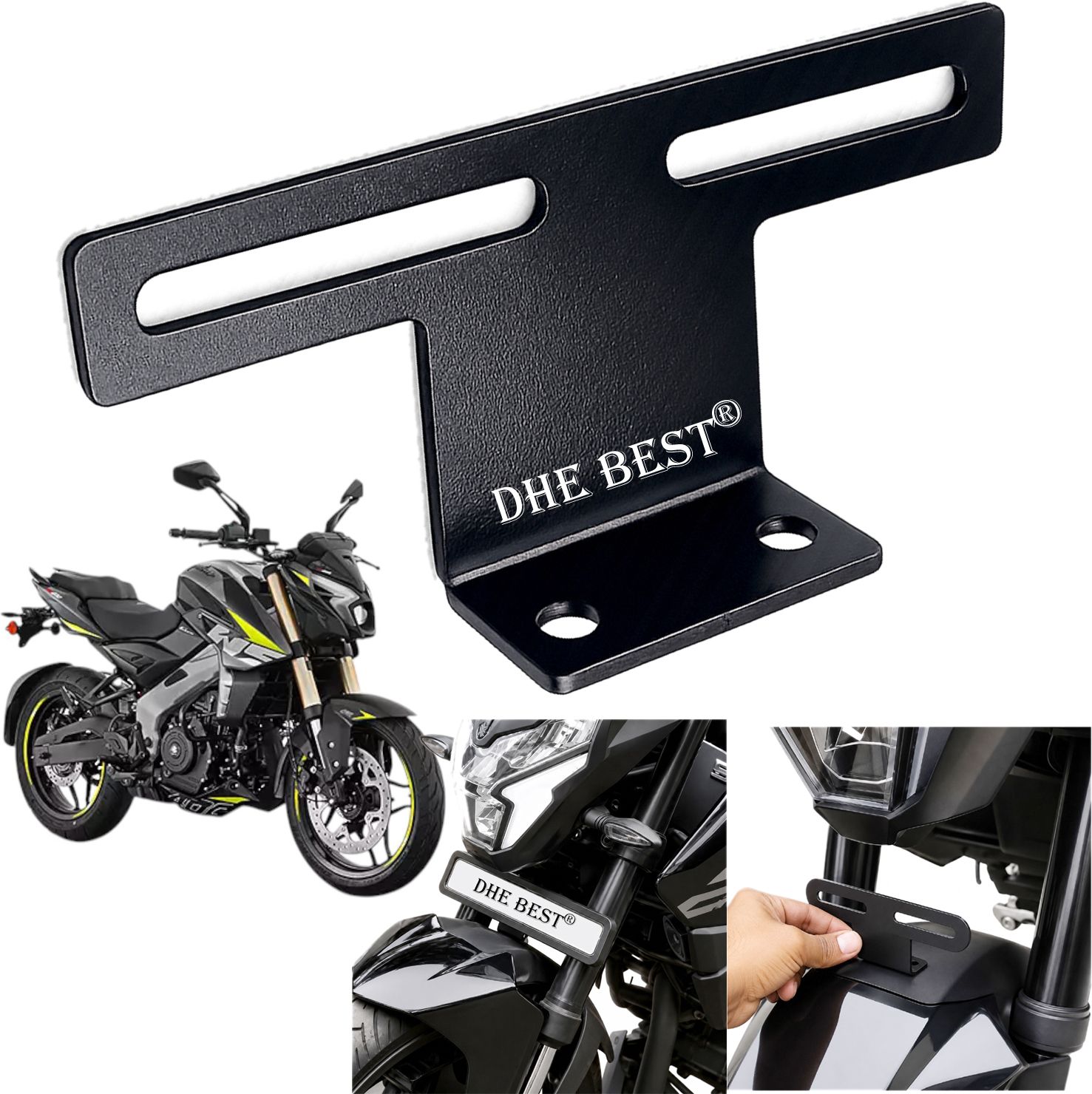 dhe best Universal Bike Front Number Plate Mount V7 for NS 400Z Bike Number Plate-picture-16