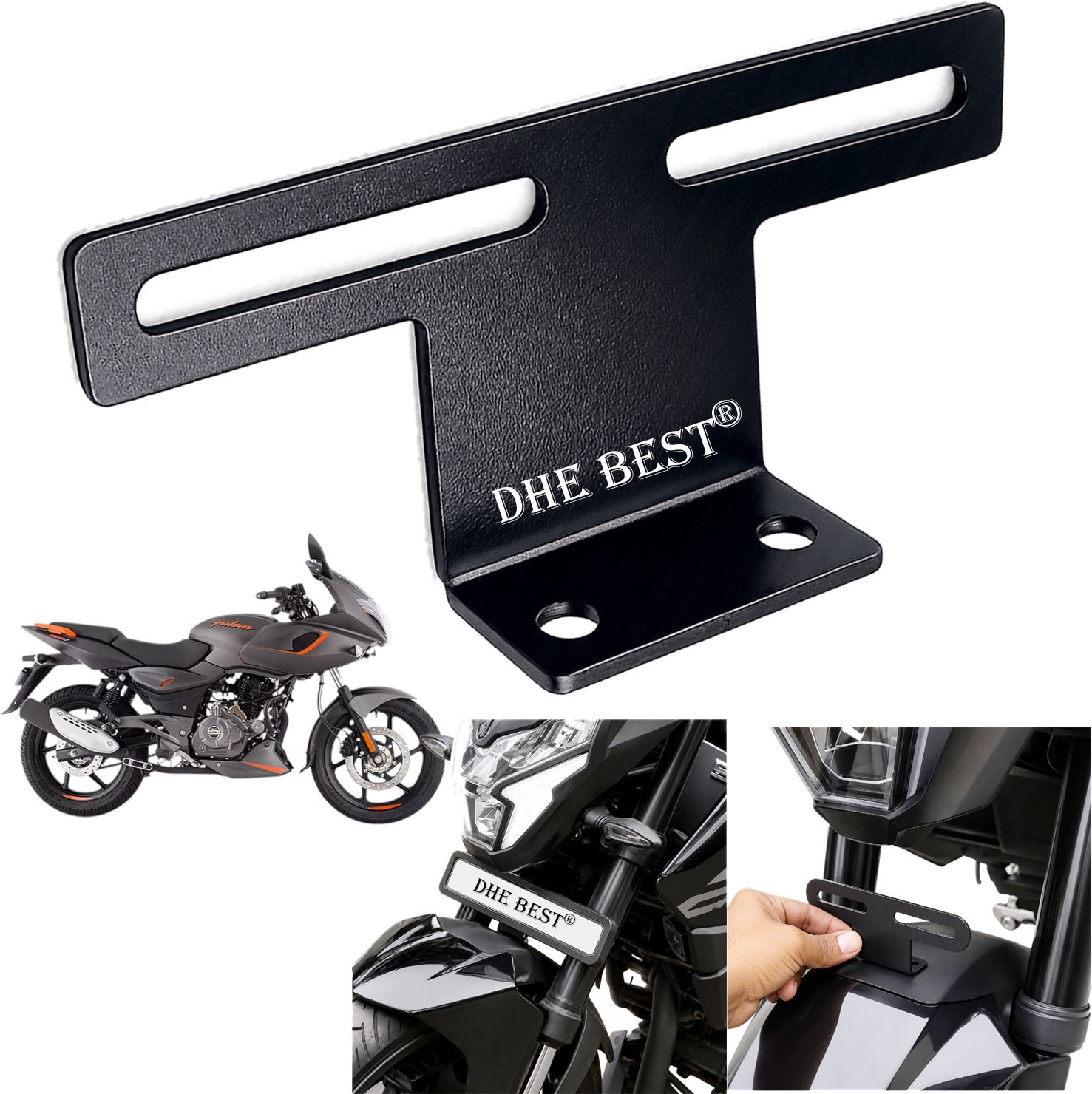 dhe best Universal Bike Front Plate Stay Precision Fit for PULSAR 180F Bike Number Plate-picture-48