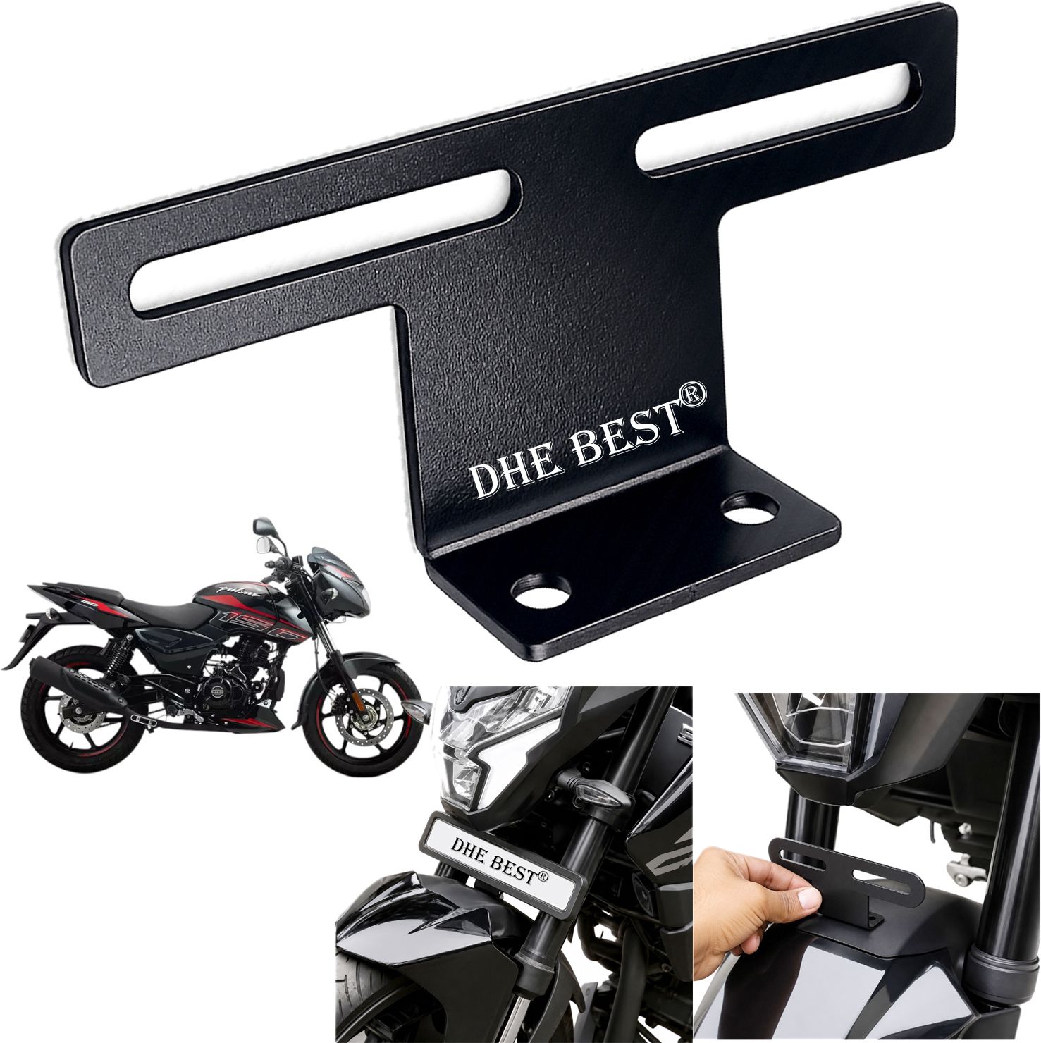 dhe best Universal Bike Front Mudguard Plate Support V3 for PULSAR 150 Bike Number Plate-picture-14