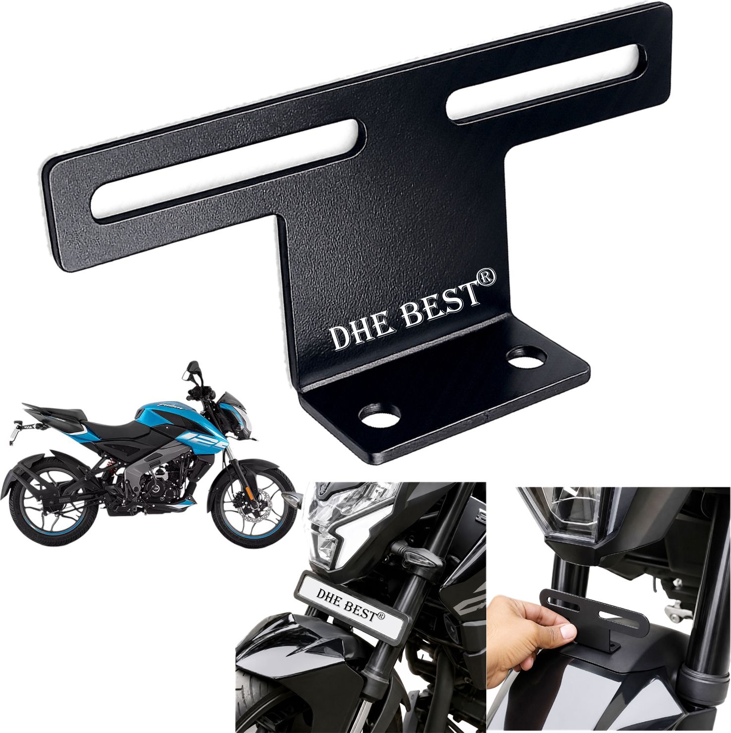 dhe best Universal Bike Front Registration Plate Holder V9 for NS 125 Bike Number Plate-picture-28