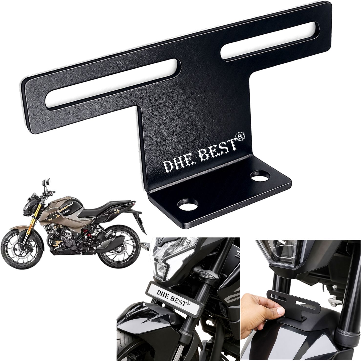 dhe best Universal Bike Front Plate Holder Precision Fit for Xtreme 160R 4V Bike Number Plate-picture-2