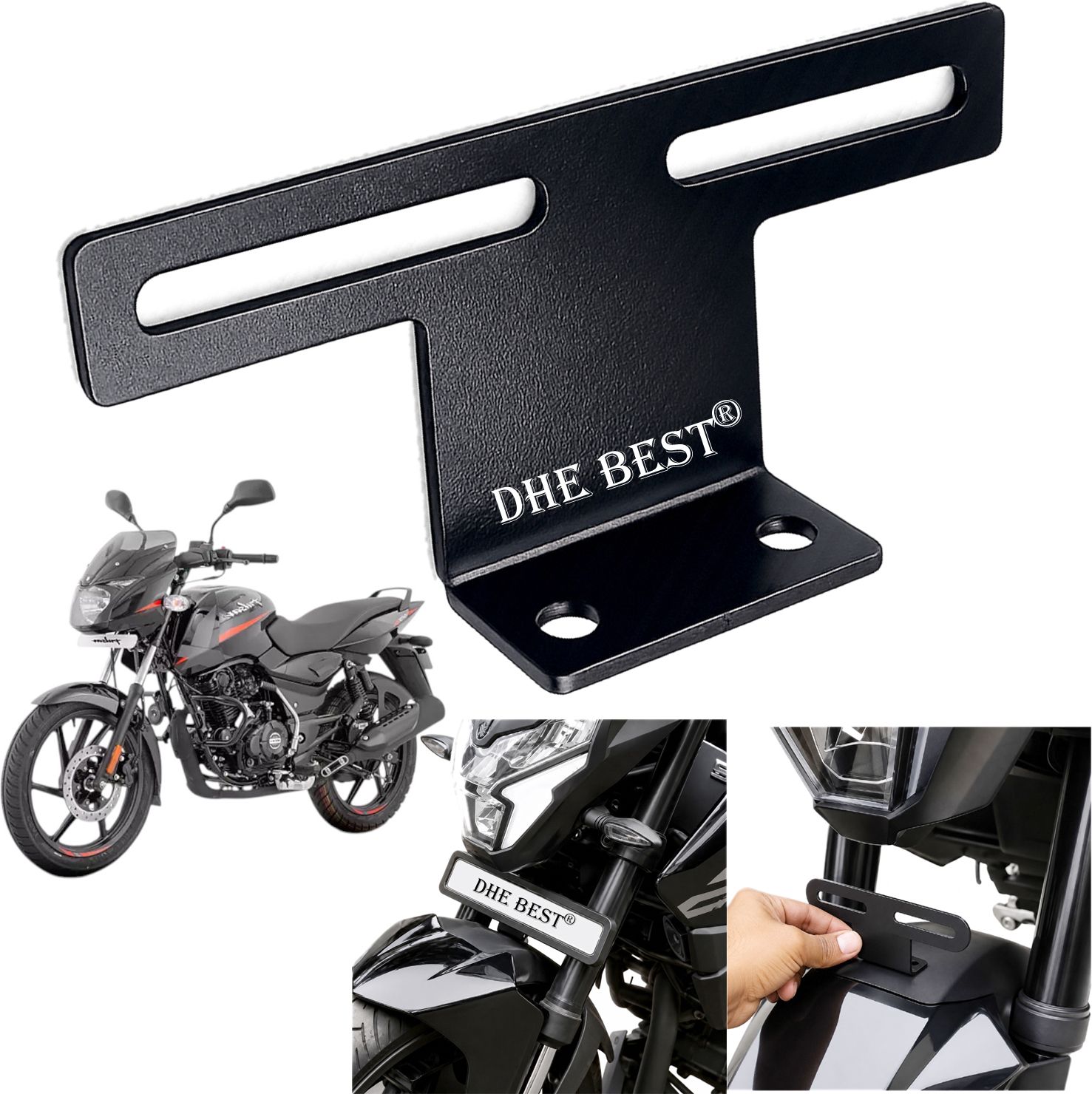 dhe best Universal Bike Front Fender Plate Holder V7 for PULSAR 125 Bike Number Plate-picture-40