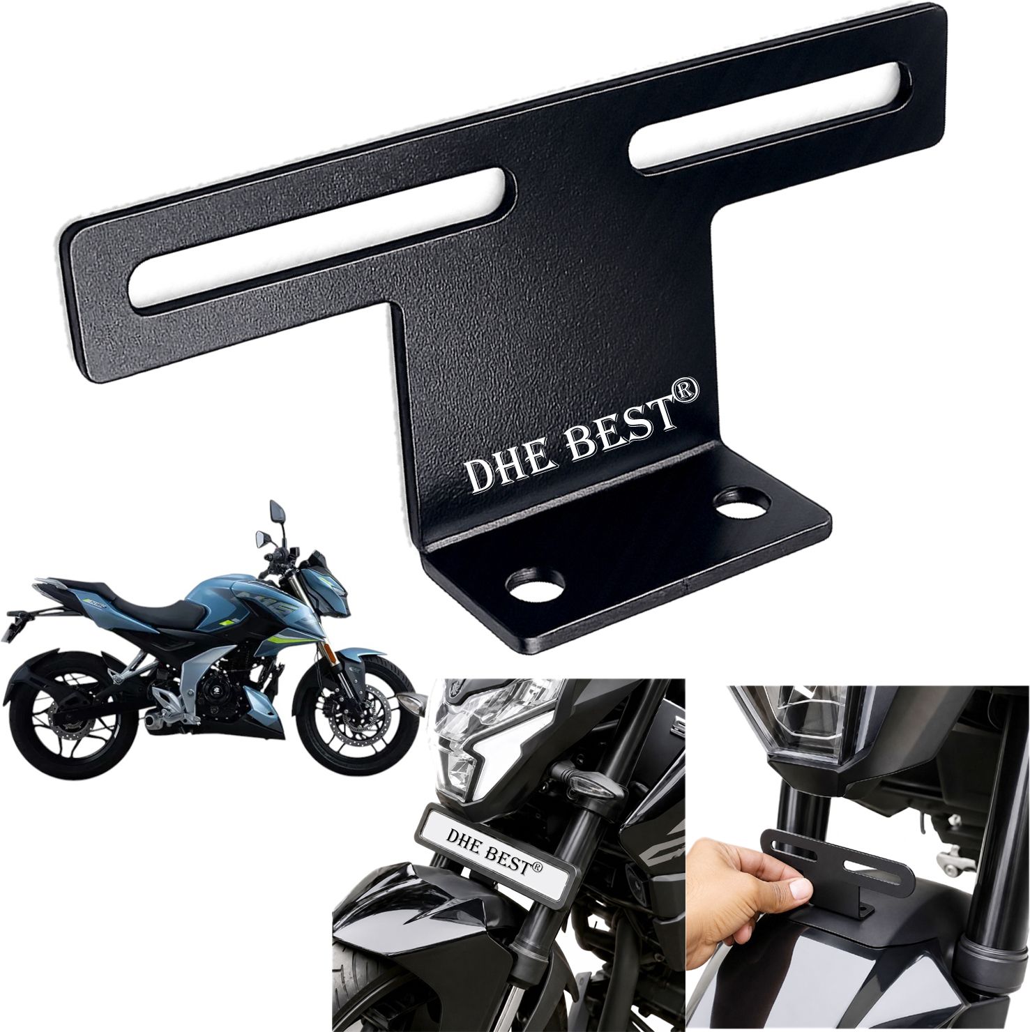 dhe best Universal Bike Front Plate Carrier Precision Fit for Pulsar N160 Bike Number Plate-picture-21