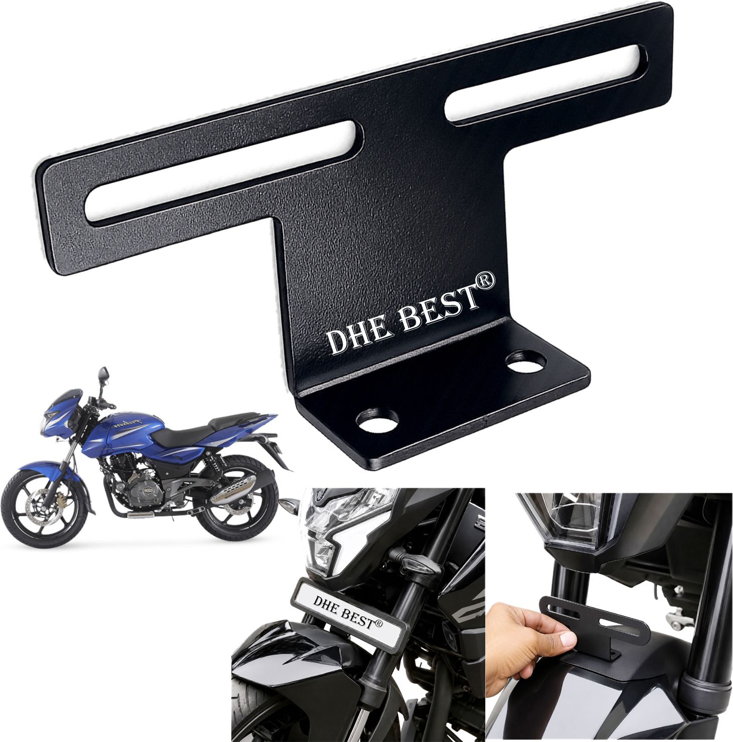 dhe best Universal Bike Front Plate Mount V2 for PULSAR 180 Bike Number Plate-picture-22