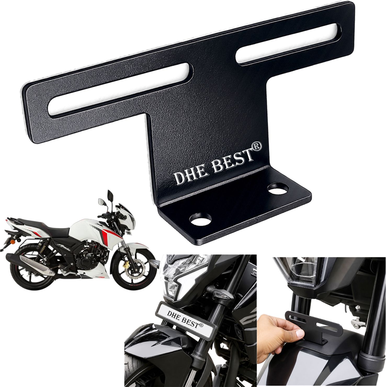 dhe best Universal Bike Front Fender Plate Holder for Apache 160 Bike Number Plate-picture-47