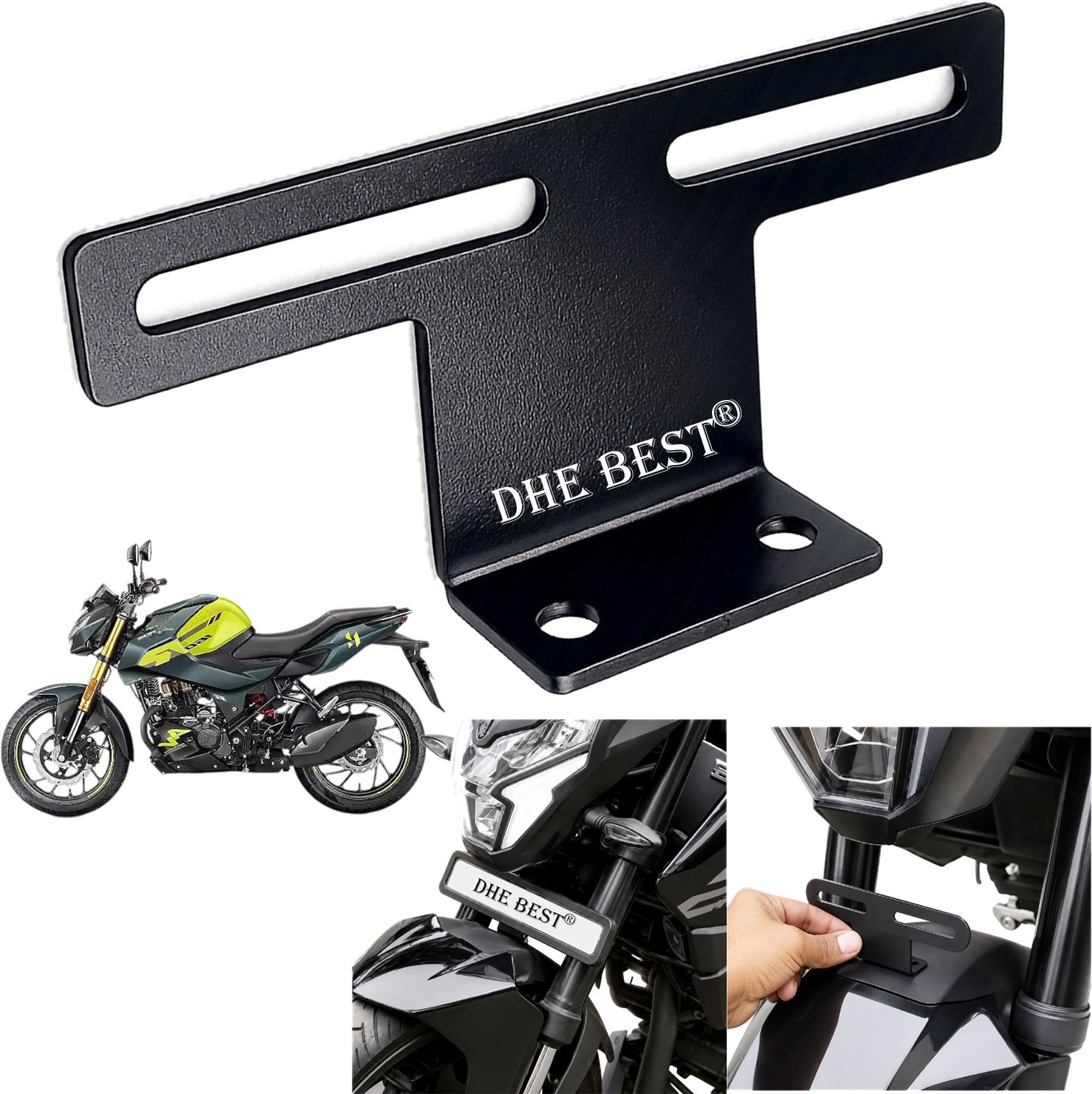 dhe best Universal Bike Front Plate Holder Easy Install for Xtreme 160R 4V Bike Number Plate-picture-29