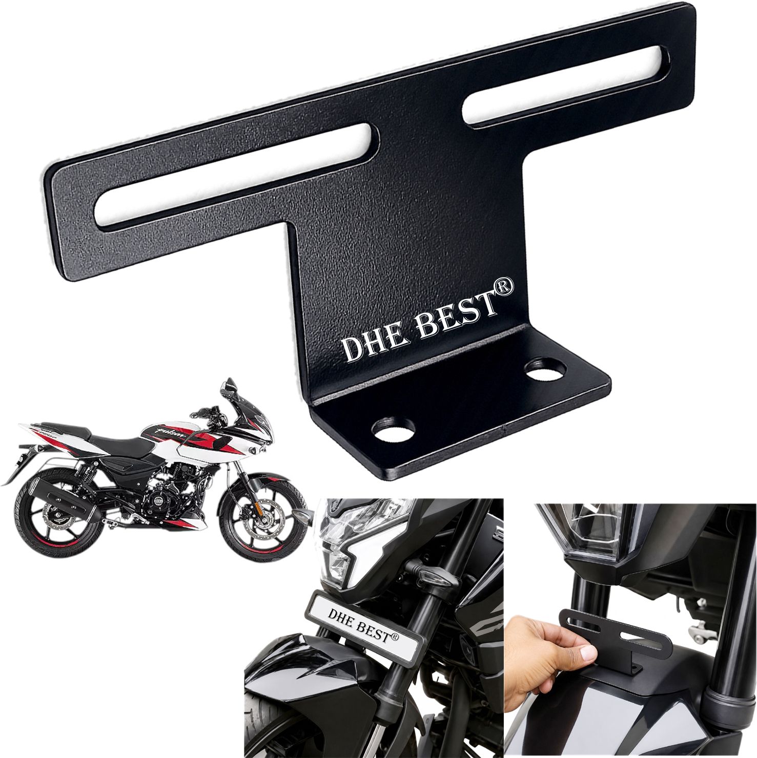 dhe best Universal Bike Front Plate Stay Metal for PULSAR 220F Bike Number Plate-picture-5