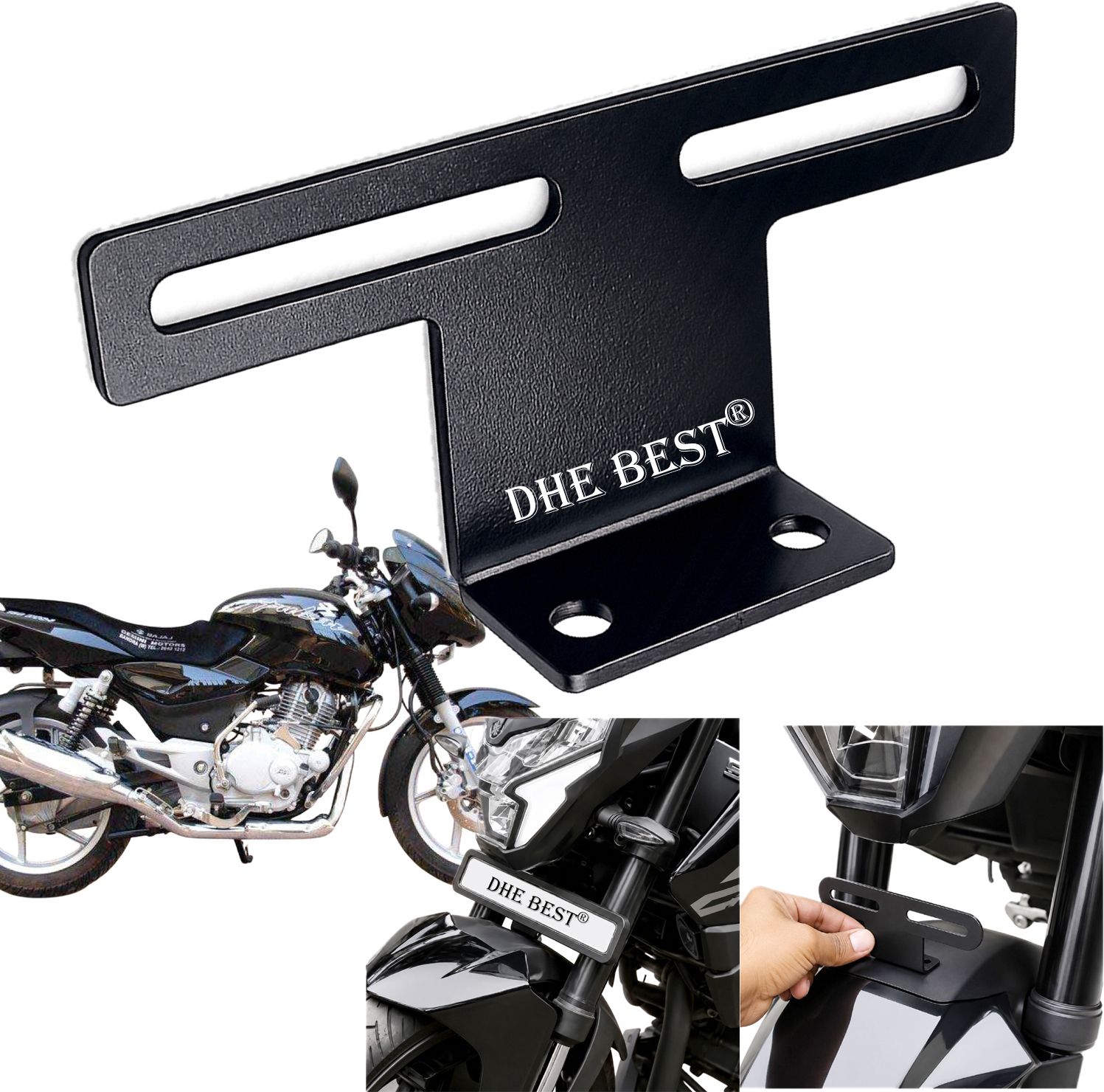 dhe best Universal Bike Front Mudguard Plate Holder V3 for PULSAR 150 DTSI OLD Bike Number Plate-picture-22