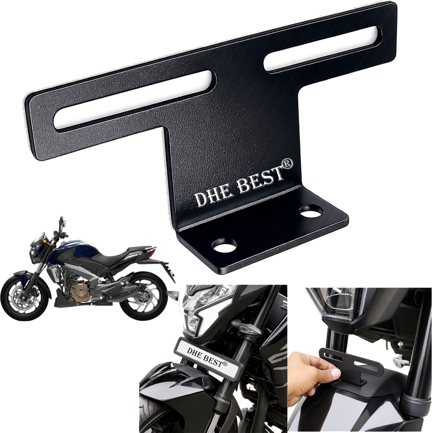 dhe best Universal Bike Front Mudguard Plate Holder V10 for Dominar 400 2018 Bike Number Plate-picture-23
