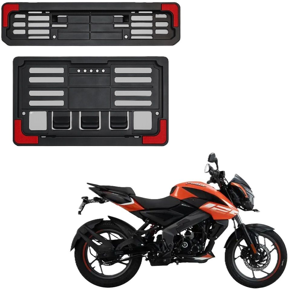 Plastic Number Plate Holder with Red Corners for Pulsar NS125 Bike Number Plate-image-2