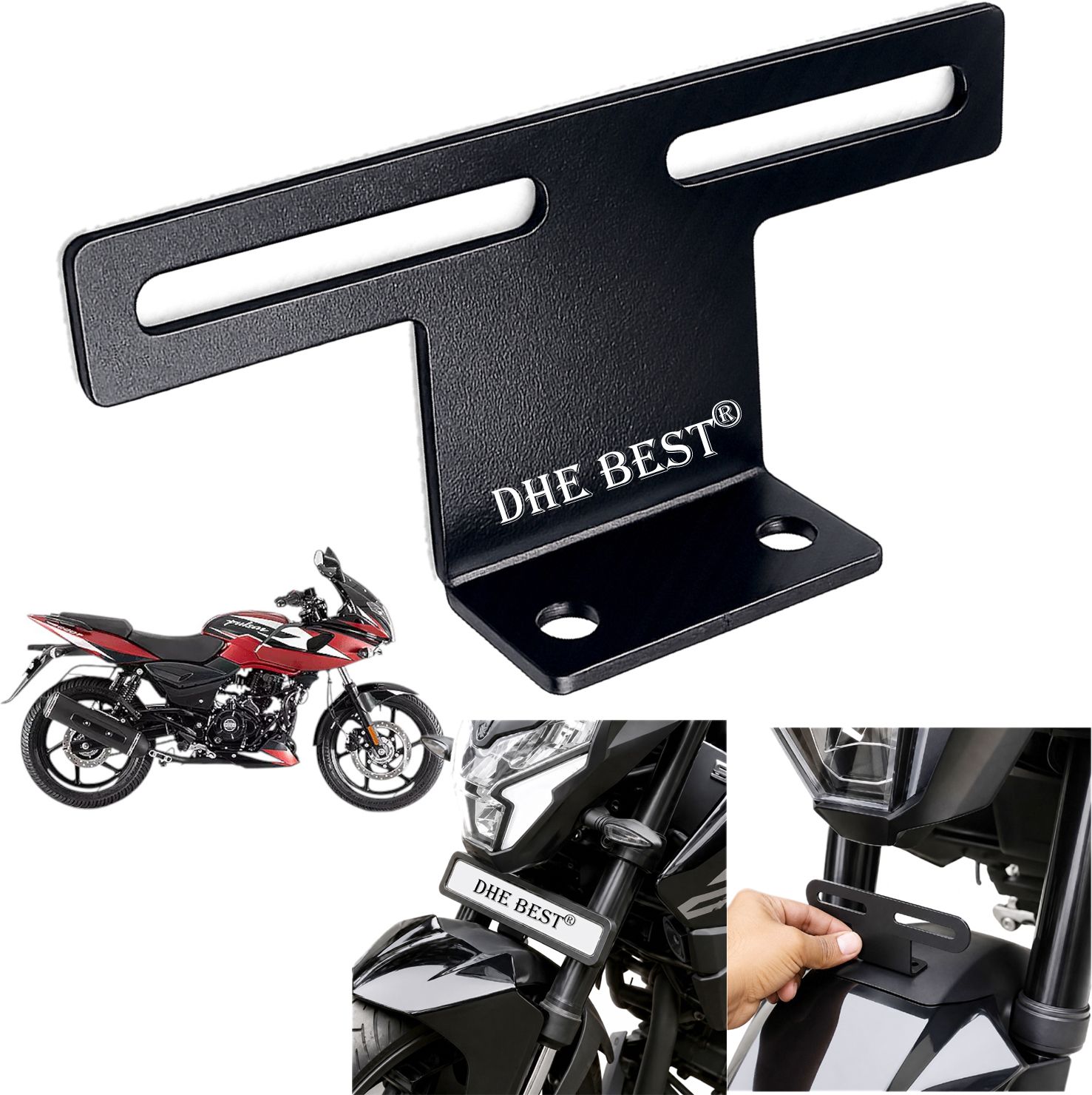 dhe best Universal Bike Front Mudguard Plate Support Black for PULSAR 220F Bike Number Plate-picture-8