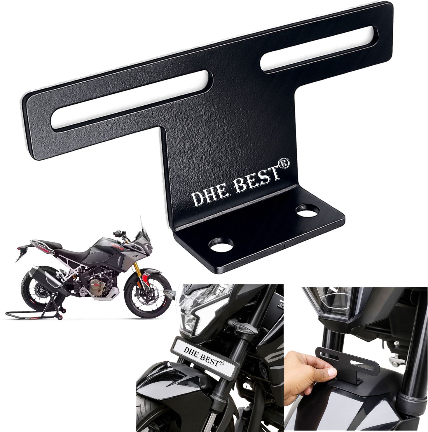 dhe best Universal Bike Front Plate Mount Holder V11 for Apache RTX 300 Bike Number Plate-picture-33