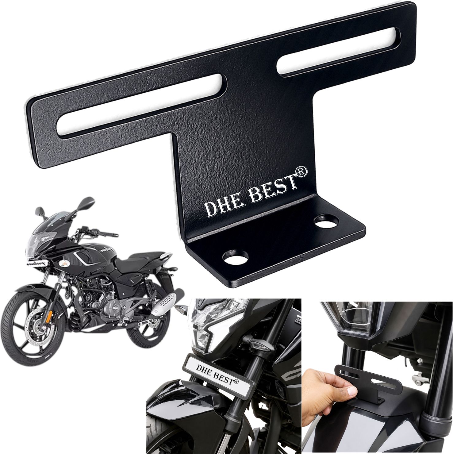 dhe best Universal Bike Front Number Plate Bracket V1 for PULSAR 180F Bike Number Plate-picture-41