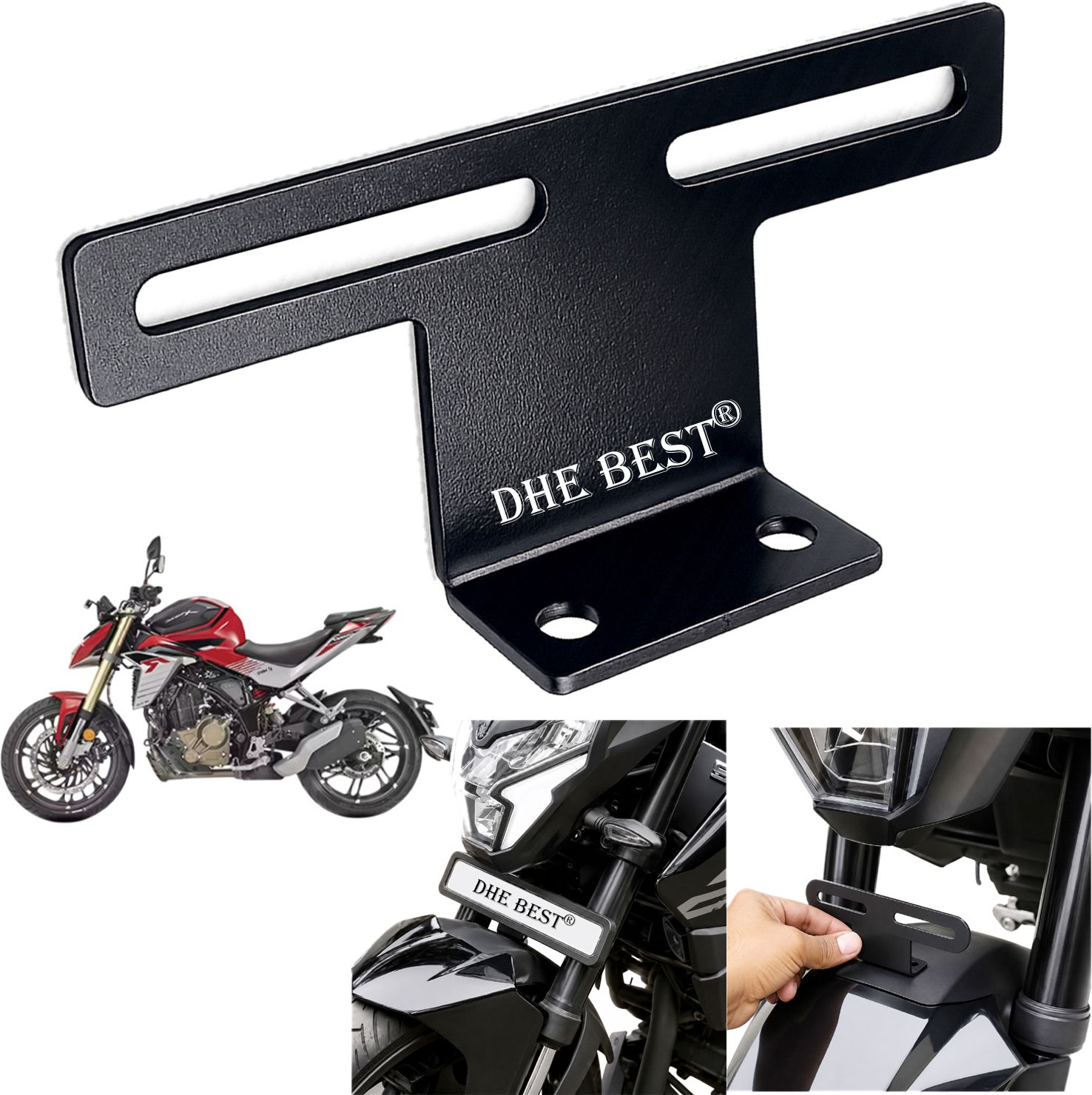 dhe best Universal Bike Front License Plate Holder Steel for XTREME 250R Bike Number Plate-picture-9