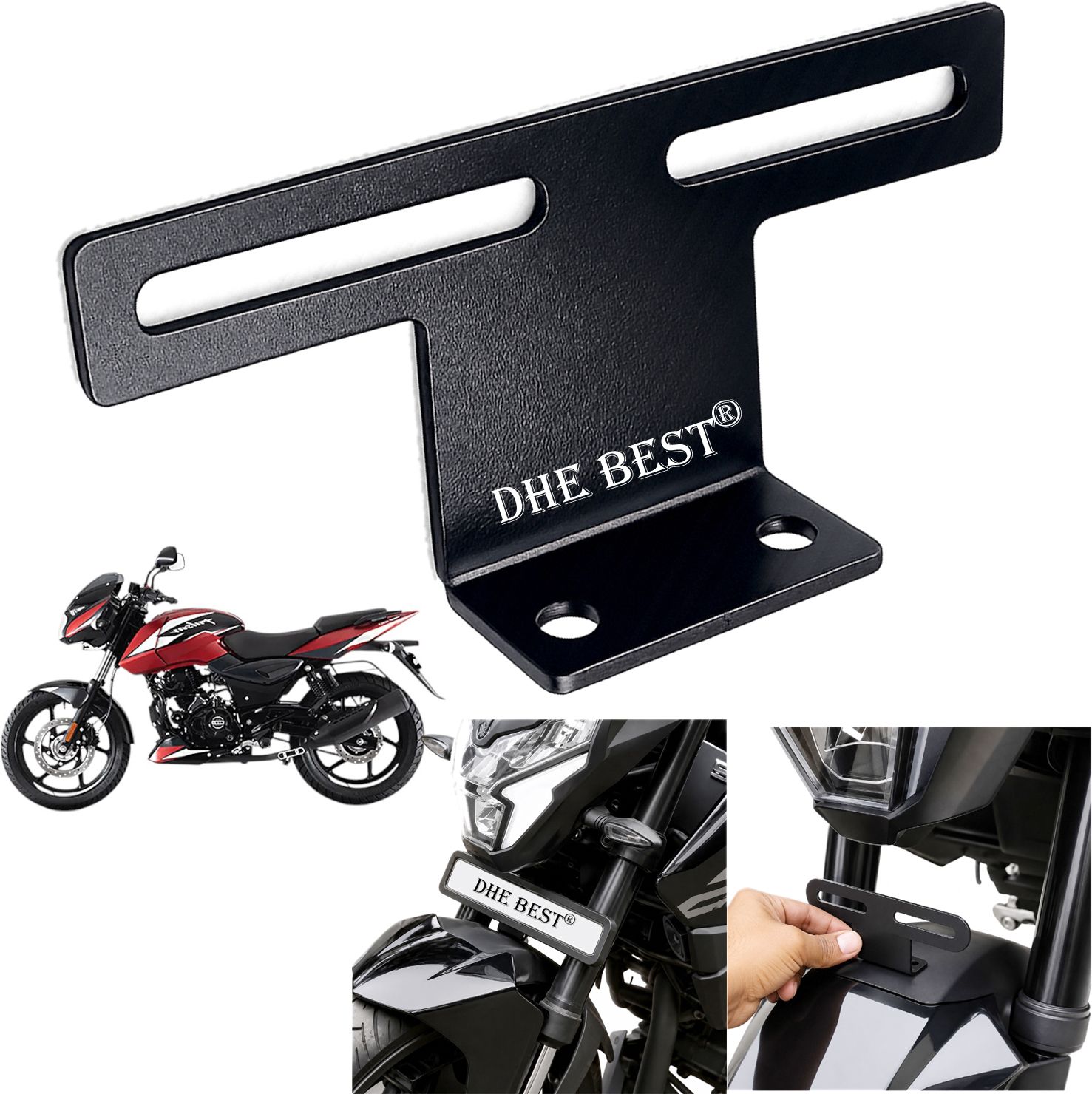 dhe best Universal Bike Front Number Plate Mount V2 for PULSAR 180 Bike Number Plate-picture-10