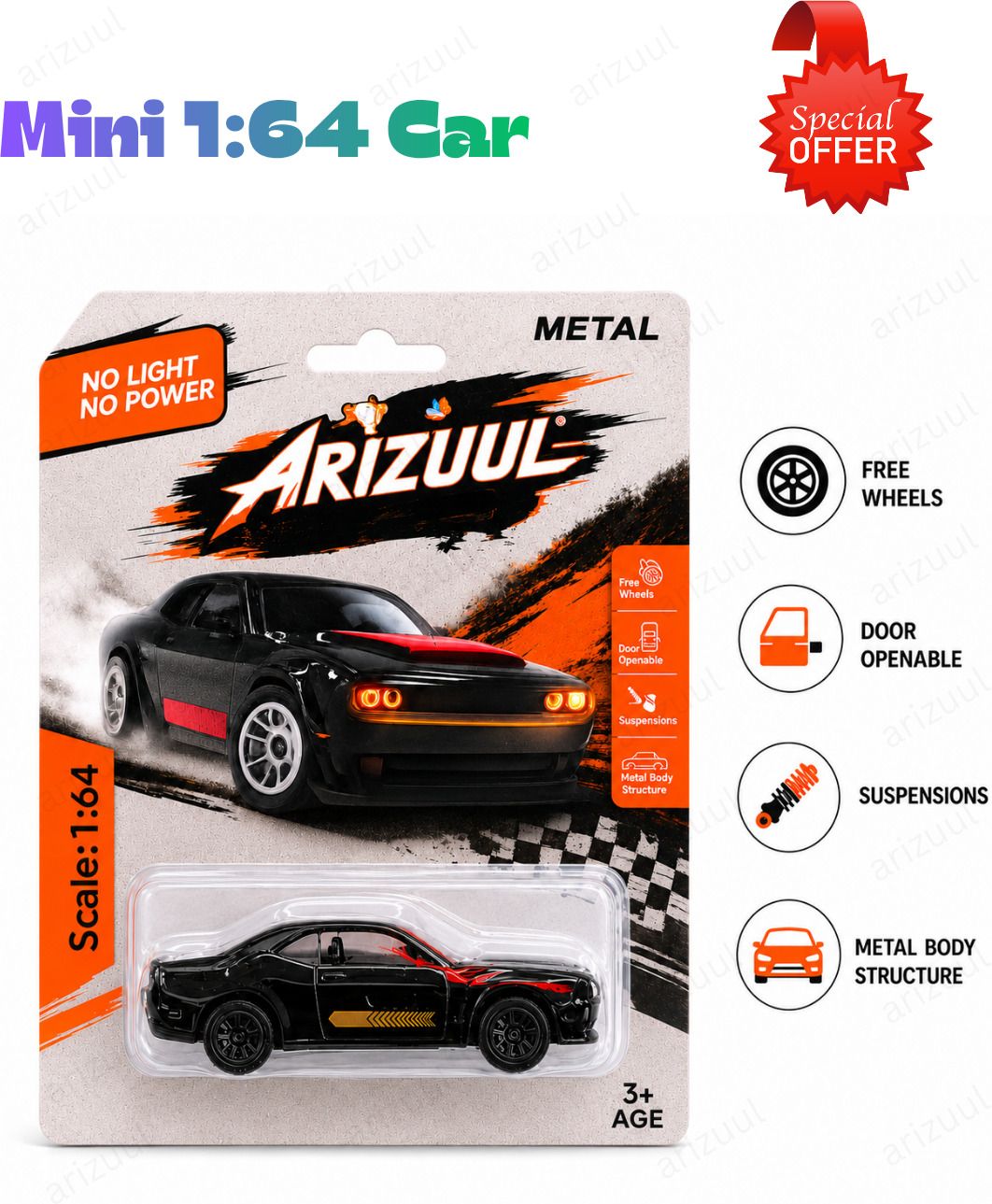 arizuul Dodge Challenger Premium Muscle Car Collectible Diecast Model with Alloy Body-picture-37