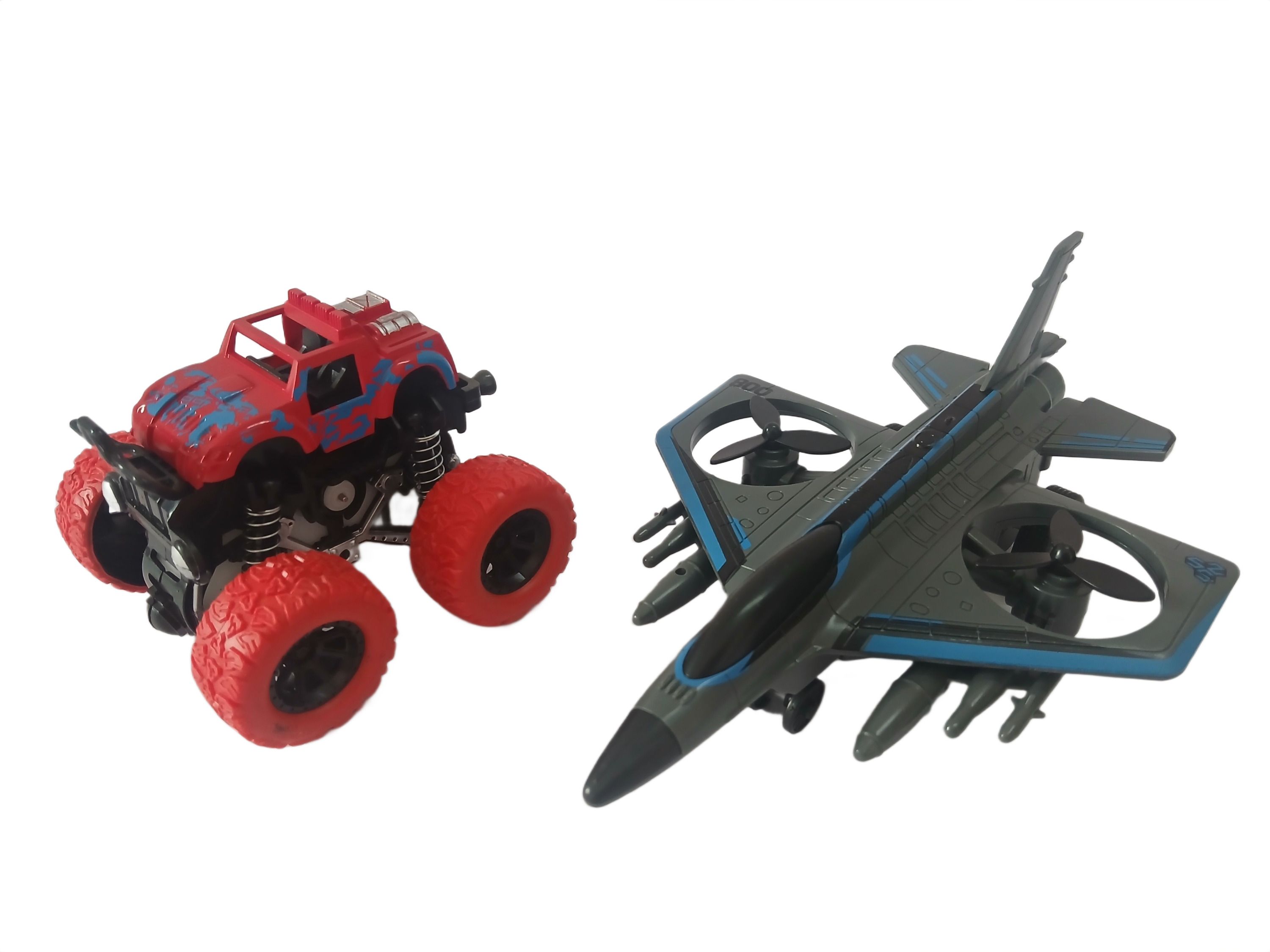 toyomaa Frictional Pull Back Push and Go Fighter Airplane With Stunt Car Toy For Kids-picture-20