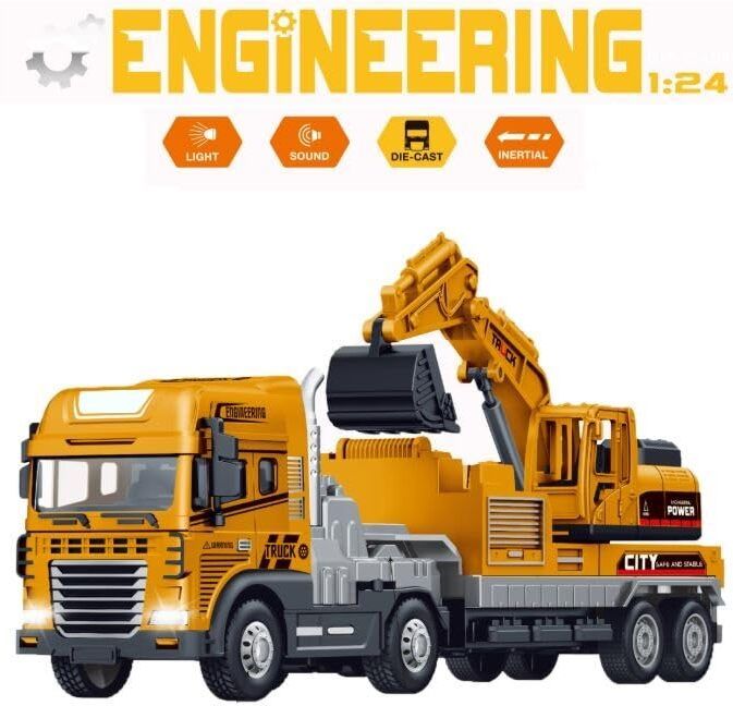 ragiluxe Engineering Construction Excavator Carrier Toy Truck with Die Cast Cabin-picture-21